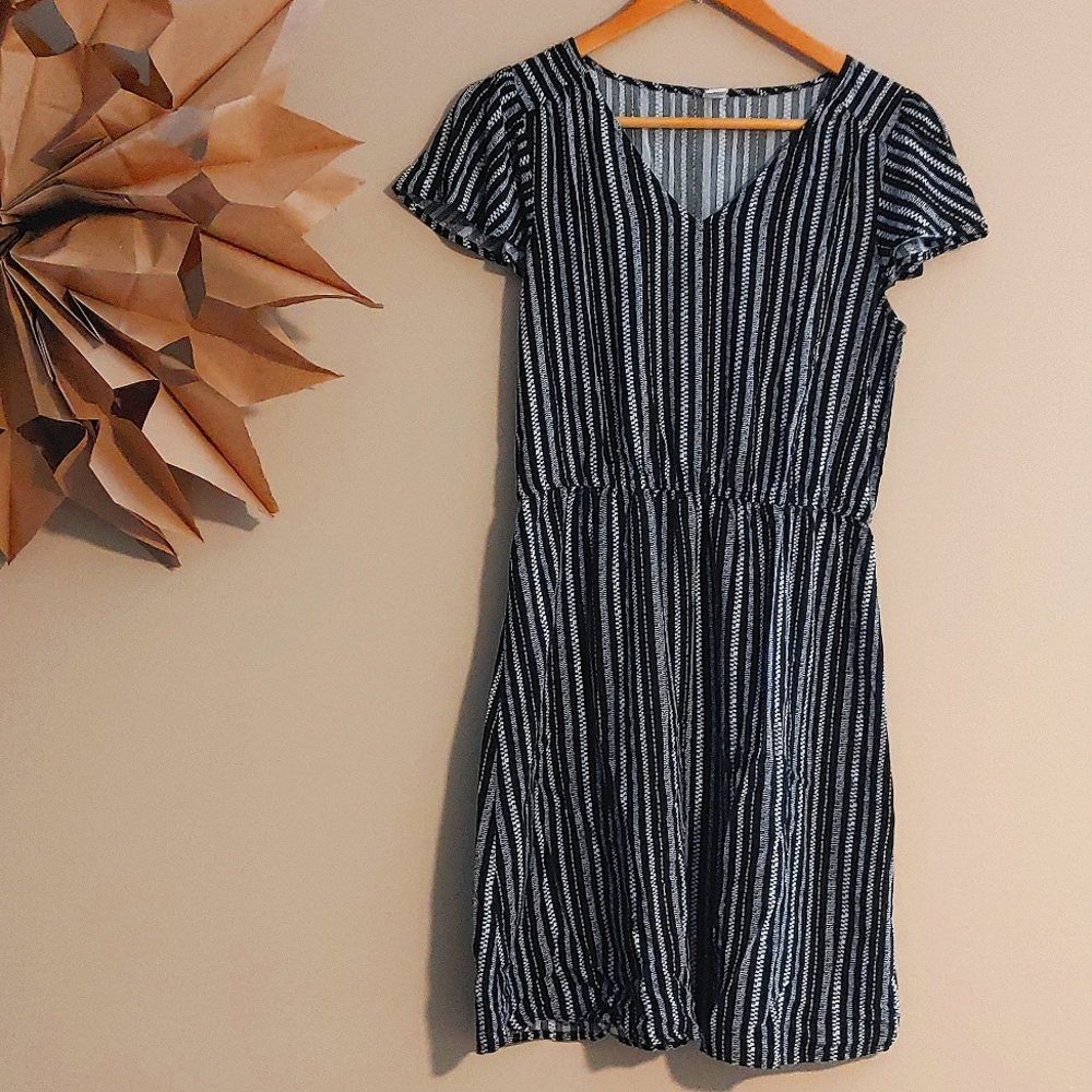 Black, White, And Yellow Stripes Dress